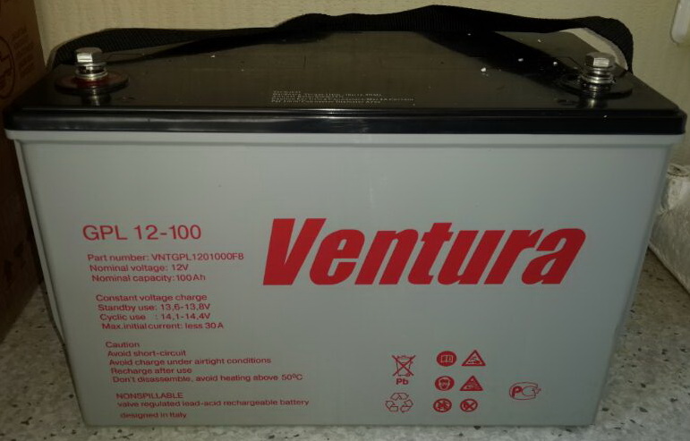 Фото товара Аккумуляторная батарея (АКБ) для ИБП 100А/h (Ventura GPL12-100).
