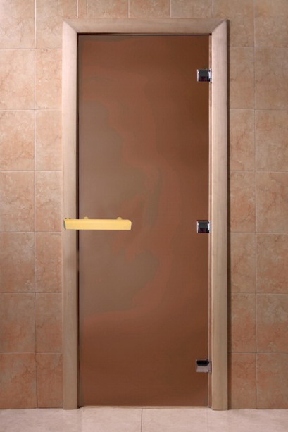 Фото товара Дверь для сауны DOORWOOD Матовая бронза 8x20.