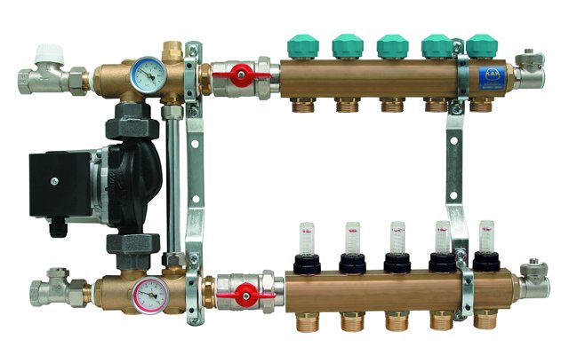 Фото товара Гребенка для теплого пола KAN  со смесительной системой с расходомерами (4 контура).