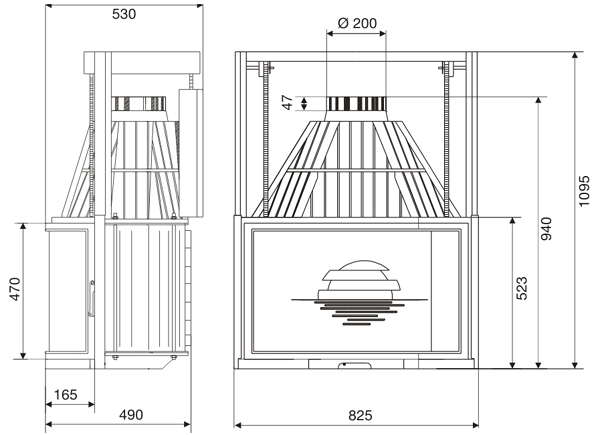 Топка Laudel Prismatique D'angle 850 DO (стекло справа) (6884-56)